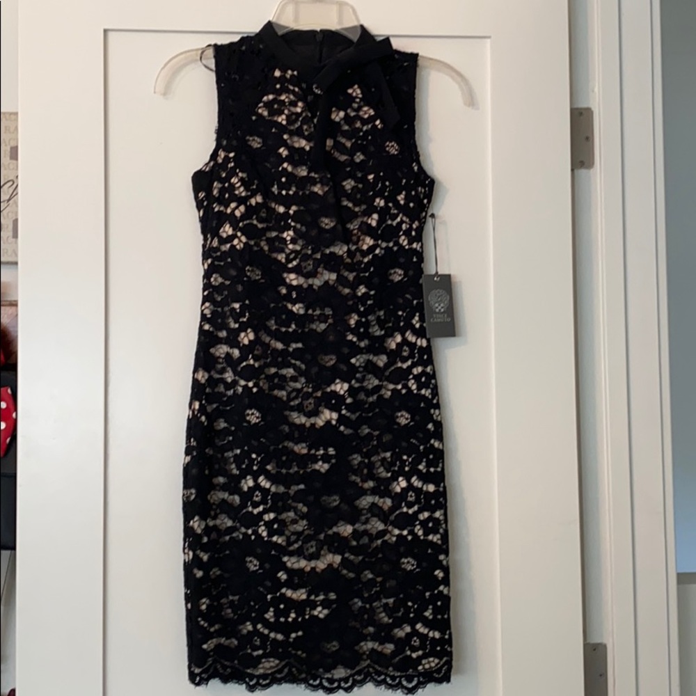 Vince Camuto black lace dress
